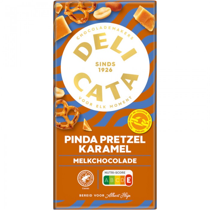Delicata Choco Lait Caramel Bretzel & Cacahuete 150g