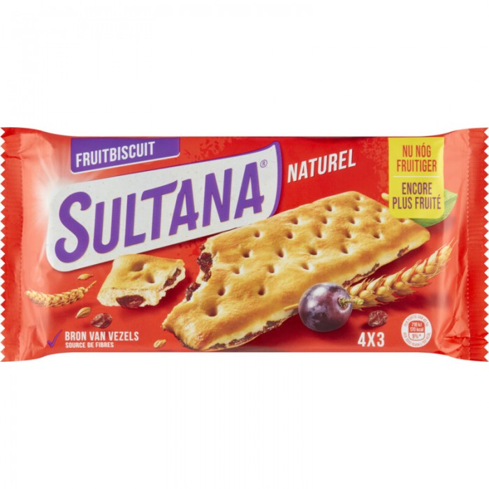 Biscuits aux Fruits "Naturel" SULTANA 5x3 218g Verkade