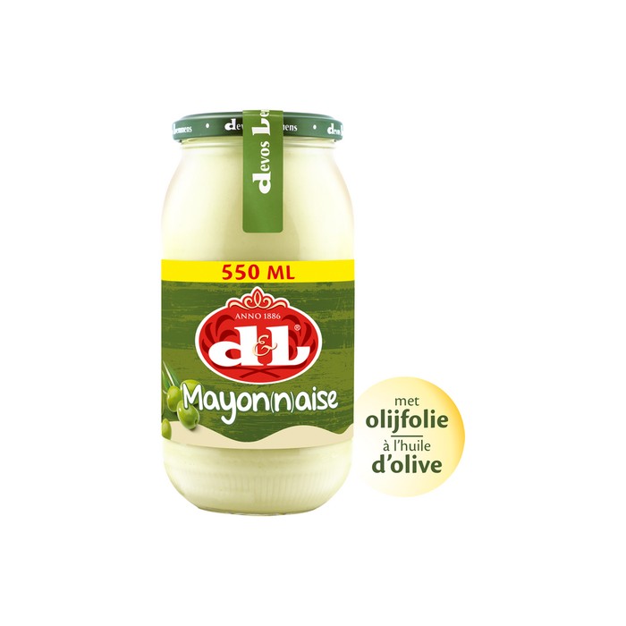 Mayonnaise Belge Huile Olive D&L Bocal 550ml