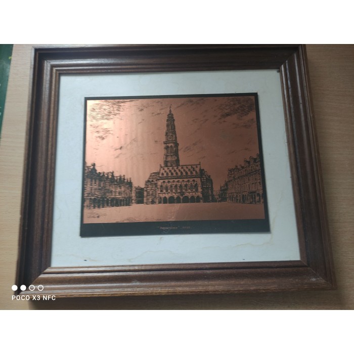 Cadre Bois "Petite Place ARRAS" (image cuivre)