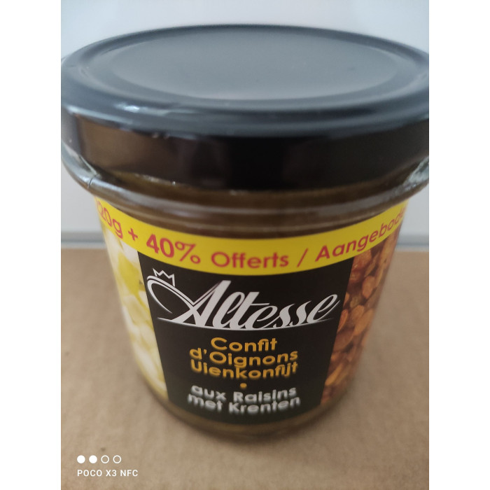 Confit Oignons aux Raisins 220g + 40% Offerts Altesse