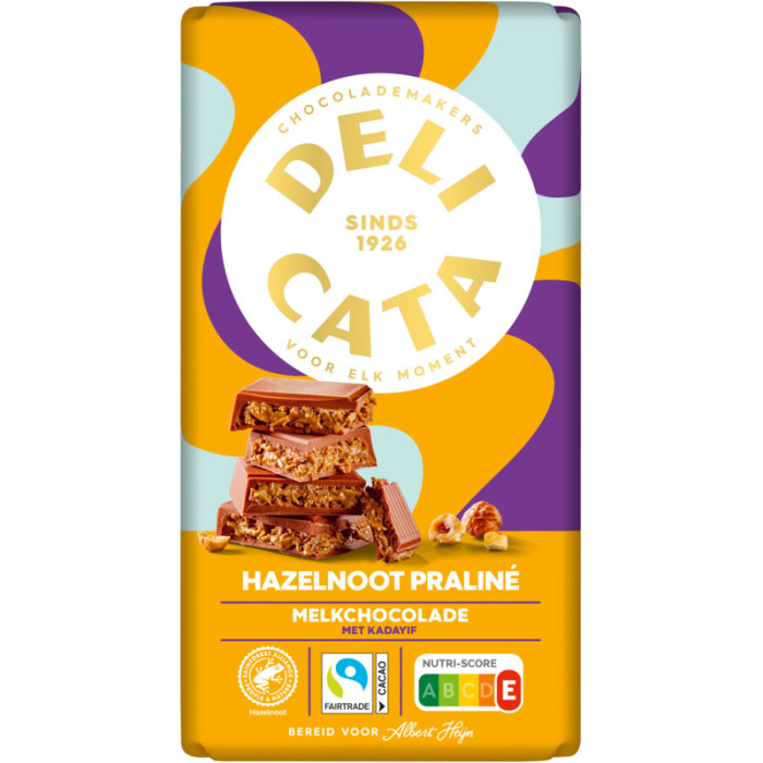 Delicata Choco Lait Praliné Noisettes & Knafeh 180g