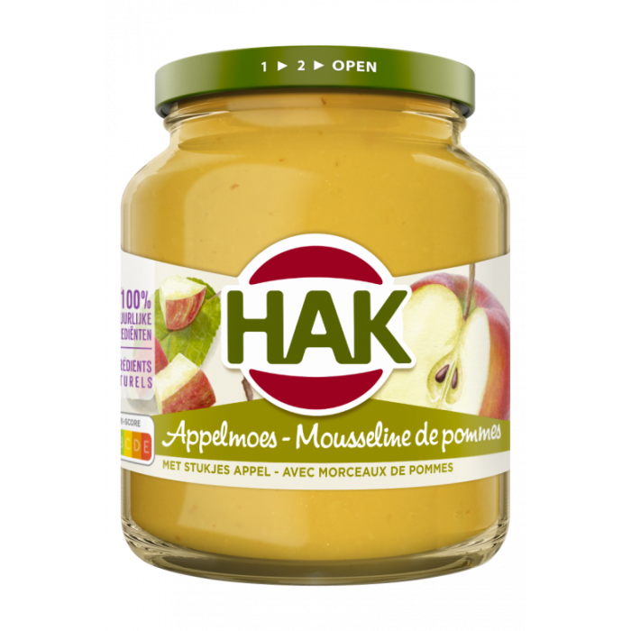 Mousseline de Pommes avec Morceaux 350g Hak