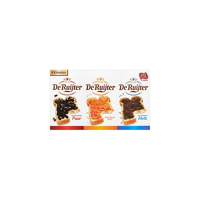 Vermicelle 8 Mini Portions (Noir-Lait-Fruité) 140g De Ruijter