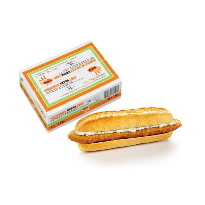 Burger Poulet Extra Long (15 x 110g) Mora