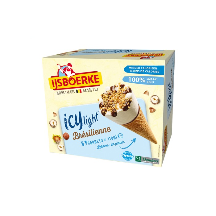 Cornet d'Amour Brésilienne "ICY LIGHT" (6x110ml) Ijsboerke