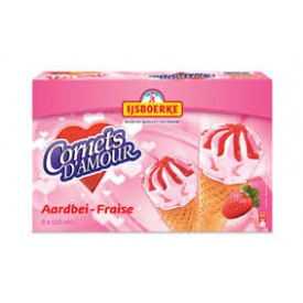 Cornet d'Amour Fraise "PROMO" (16x120ml) Ijsboerke