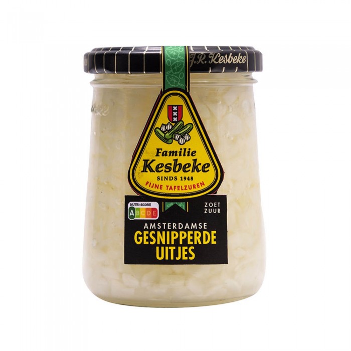 Oignons Blancs Hachés au vinaigre (Gesnipperde Uitjes) 235ml Kesbeke