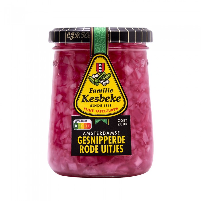 Oignons Rouges Hachés au vinaigre (Gesnipperde Rode Uitjes) 235ml Kesbeke