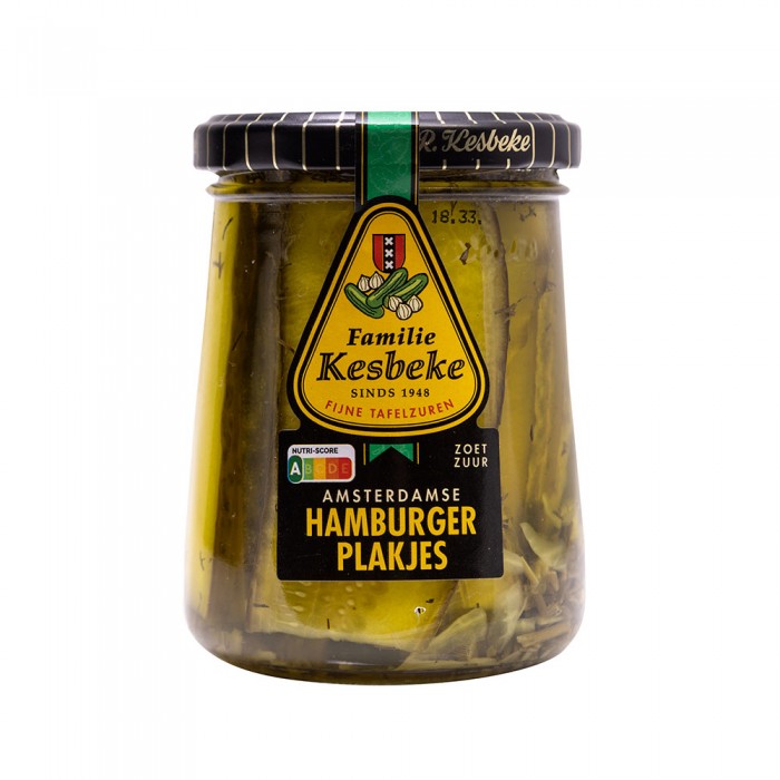 Cornichons en Tranches "Hamburger" aigre doux au vinaigre 235ml Kesbeke
