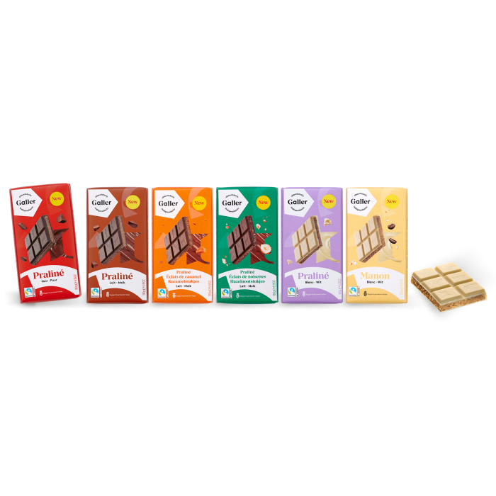 Galler Chocolat Blanc fourré Praliné Tab-180g